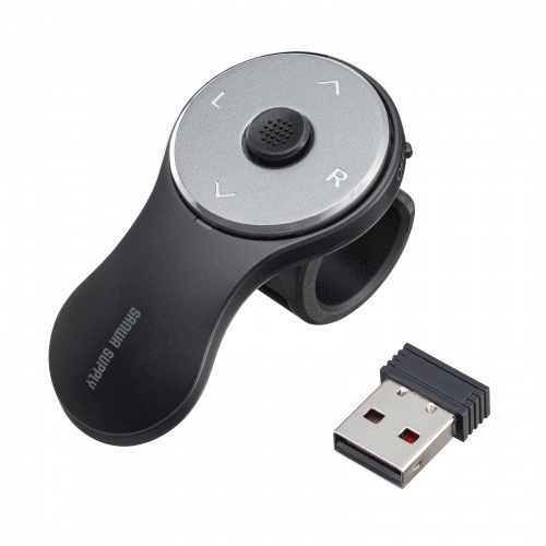 スティック搭載 リングマウス USB A接続 ワイヤレス 5ボタン USB充電式 フィンガーマウス 空中マウス マット ブラック