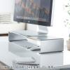 モニター台(アルミ・シンプル・幅105.4cm・机上台・モニタースタンド・キーボード収納)
