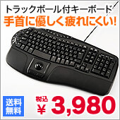 【在庫処分】腱鞘炎予防トラックボール付キーボード