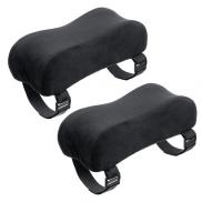 肘掛け用クッション 2個セット ベルベット生地 低反発クッション入り 面ファスナー取り付け ブラック