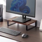 モニター台 幅40cm 奥行25cm モニター下収納 木製 ダークブラウン