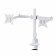 モニターアーム 左右2画面 デュアルモニター 薄型クランプ 耐荷重各9kg 32インチまで対応 ホワイト