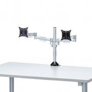 デュアルモニターアーム(水平多関節・クランプ式・ネジ固定・左右2面・H420mm・耐荷重8kg)