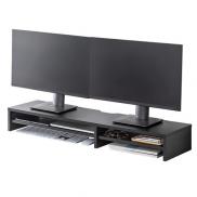 モニター台 2段式 幅100cm 机上台 モニター下収納 2段収納 木製 ブラック