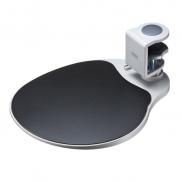 マウステーブル(360度回転・クランプ式・硬質プラスチックマウスパッド・ライトグレー)