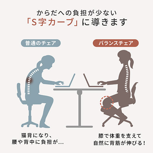 背もたれ付きバランスチェア 姿勢矯正椅子 腰痛対策 キャスター