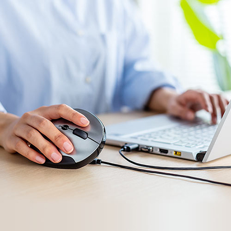 ワイヤレス エルゴノミクスマウス 充電式 ブルーLED 5ボタン 静音