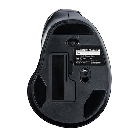 静音エルゴノミクスマウス ワイヤレス 縦型 ブルーLEDセンサー 5ボタン