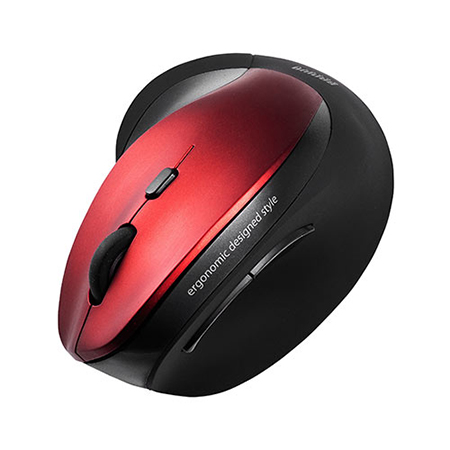 静音エルゴノミクスマウス ワイヤレス 縦型 ブルーLEDセンサー 5ボタン