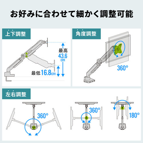 100-LA066BK / モニターアーム ドッキングステーション一体型 4K HDMI