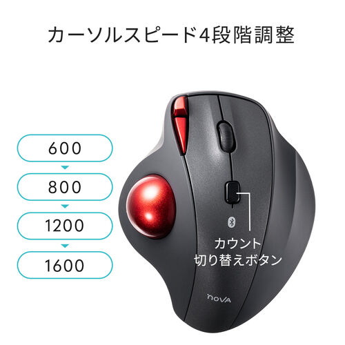 Bluetoothトラックボール NOVA 静音 5ボタン 充電式 マルチペア