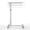 【アウトレット】キャスター付きサイドテーブル(高さ700～840mm・ガス圧昇降調整・ホワイト)