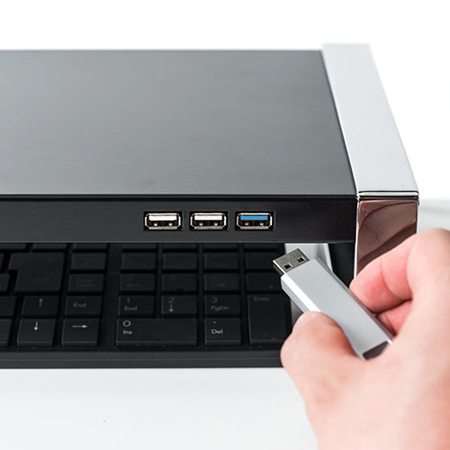 USBハブ・電源タップ付き モニター台 幅100cm スチール製 ブラック YT