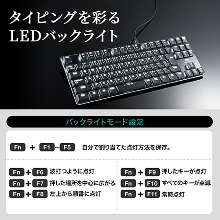 Yt Skb057bl メカニカルキーボード 青軸 メカニカル コンパクト バックライト搭載 ロープロファイルスイッチ Nキーロールオーバー レビュー エルゴノミクスショップ