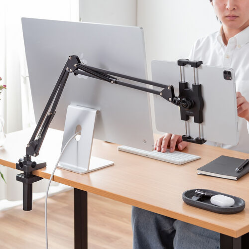 寝ながらタブレットアームスタンド クランプ固定式 3関節 100-LATAB021