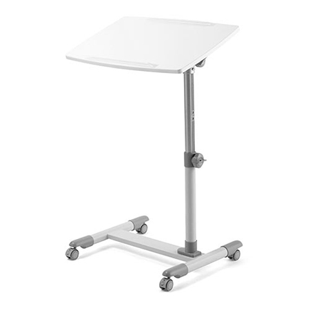 【セール】キャスター付きサイドテーブル(高さ&角度調整可能・テーブル分割タイプ・ホワイト)