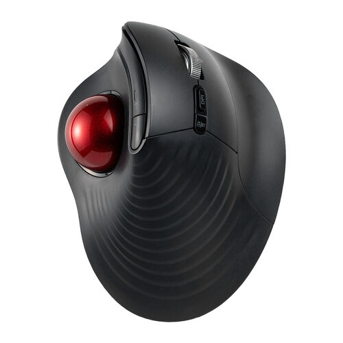 トラックボールマウス チルトホイール 高速スクロール エルゴノミクス 静音 2.4GHz Bluetooth ワイヤレス 5ボタン USB-C充電式 レッド