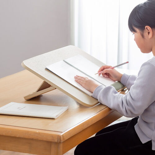 学習台 傾斜台 ワイドタイプ 6段階 角度調整 姿勢改善 木目柄 ライト