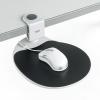 マウステーブル(360度回転・クランプ式・硬質プラスチックマウスパッド・ライトグレー)