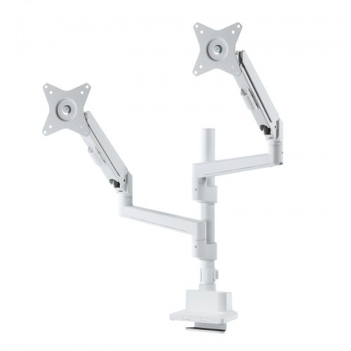 モニターアーム 2画面上下左右 デュアルモニター ガススプリング 薄型クランプ 耐荷重各1から9kg 32インチまで対応 ホワイト