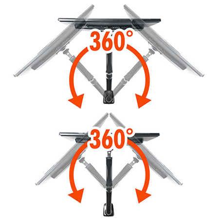 液晶モニターアーム(耐荷重2～6.5kg・水平垂直可動・ガス圧・クランプ 