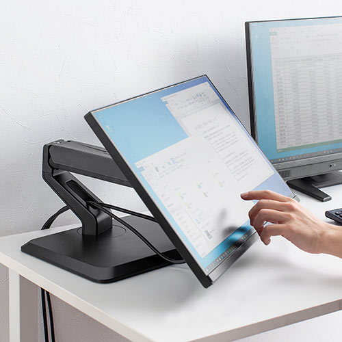 モニターアーム 耐荷重2～10kg ガス圧 スタンドタイプ 置き型 ブラック