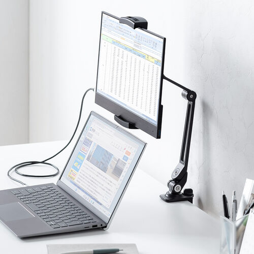 モバイルモニター アームスタンド クランプ固定式 360度回転 200