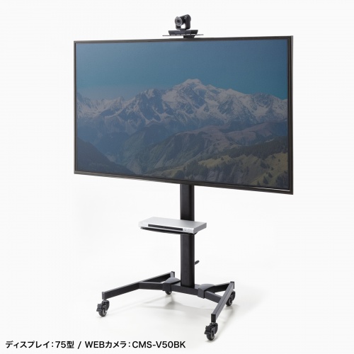テレビスタンド 65型 75型対応 ハイタイプ キャスター付 カメラ台付