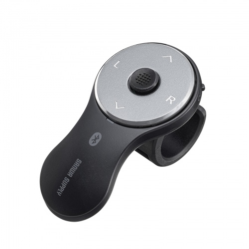 スティック搭載 リングマウス Bluetooth接続 5ボタン USB充電式 フィンガーマウス マット ブラック