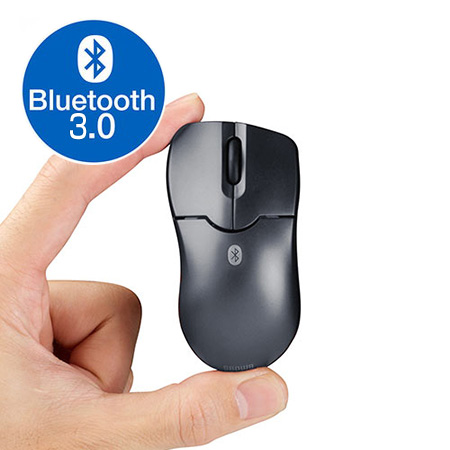 【アウトレット】超小型Bluetoothマウス(Bluetooth3.0・ブルーLEDセンサー・3ボタン・静音・超小型・モバイル・エルゴノミクス・ブラック・iPadOS対応)