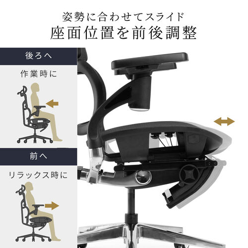 在庫限り】メッシュチェア 耐荷重125kg シンクロロッキング スライド式
