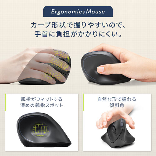 エルゴマウス 静音マウス コンボマウス 2.4GHz Bluetooth 5ボタン 充電