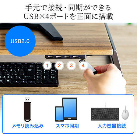 ドラえもん 台湾 50周年 モニタースタンド　黒 USBハブ付き モニター台 幅50cm 木目 ブラウン 100-MR170LM