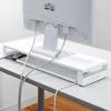 【アウトレット】キーボード収納モニター台(W600mm・机上台・USBポート&電源タップ付き・ホワイト)