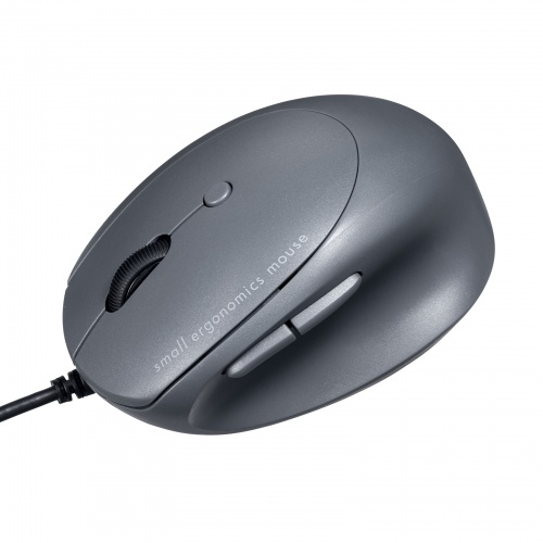 【アウトレット】有線エルゴマウス USB接続 小型 静音 5ボタン 戻る/進むボタン搭載 DPI切替 ブルーLED FREEROシリーズ ブラック