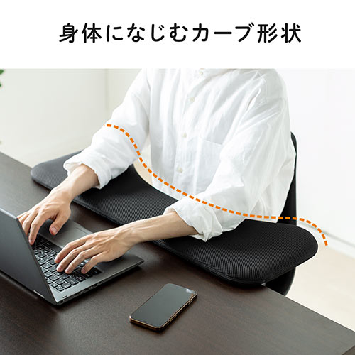 デスク用 リストレスト 幅75cm メッシュ生地 ブラック 100-TOK005MBK