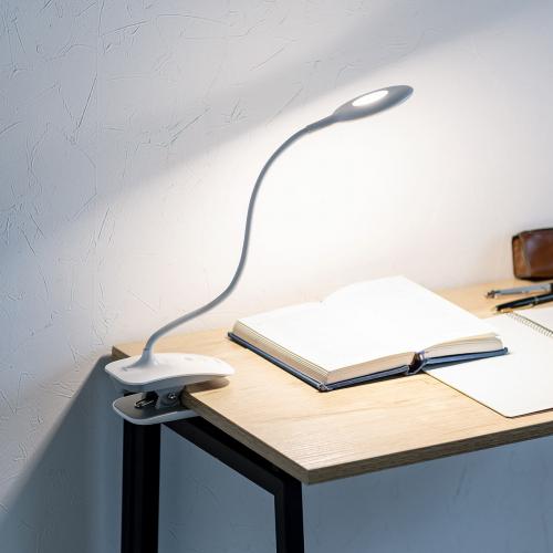 コードレス LEDクリップライト 明るさ400lm USB充電式 フレキシブルアーム 3段階 調光・調色