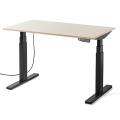 電動昇降デスク(スタンディングデスク・幅120cm・奥行70cm・木目調・高さメモリー付き・座りすぎ防止・ブラックフレーム・木目天板・ライトブラウン天板)