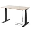 電動昇降デスク(スタンディングデスク・幅120cm・奥行70cm・木目調・高さメモリー付き・座りすぎ防止・ブラックフレーム・木目天板・ライトブラウン天板)