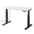 電動昇降デスク(スタンディングデスク・幅120cm・奥行70cm・木目調・高さメモリー付き・座りすぎ防止・ブラックフレーム・白天板・ホワイト天板)