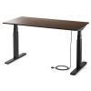 電動昇降デスク(スタンディングデスク・幅140cm・奥行70cm・木目調・高さメモリー付き・座りすぎ防止・ブラックフレーム・濃い木目天板・ブラウン天板)
