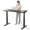 電動昇降デスク(スタンディングデスク・幅140cm・奥行70cm・木目調・高さメモリー付き・座りすぎ防止・ブラックフレーム・濃い木目天板・ブラウン天板)
