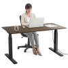 電動昇降デスク(スタンディングデスク・幅140cm・奥行70cm・木目調・高さメモリー付き・座りすぎ防止・ブラックフレーム・濃い木目天板・ブラウン天板)