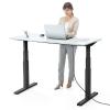 電動昇降デスク(スタンディングデスク・幅140cm・奥行70cm・木目調・高さメモリー付き・座りすぎ防止・ブラックフレーム・白天板・ホワイト天板)