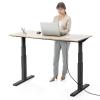 電動昇降デスク(スタンディングデスク・幅140cm・奥行70cm・木目調・高さメモリー付き・座りすぎ防止・ブラックフレーム・木目天板・ライトブラウン天板)