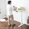 電動昇降デスク(スタンディングデスク・幅140cm・奥行70cm・木目調・高さメモリー付き・座りすぎ防止・ブラックフレーム・木目天板・ライトブラウン天板)