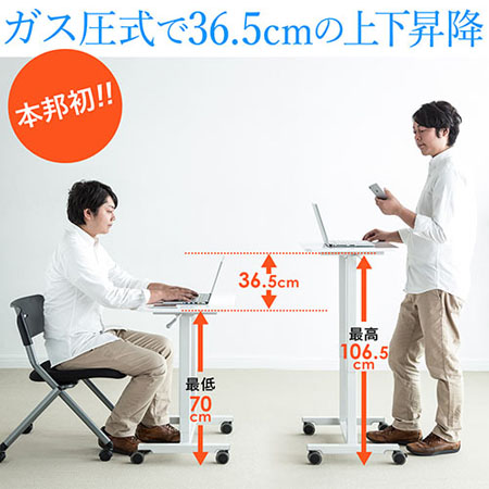 アウトレット】スタンディングデスク(ガス圧昇降式・横幅60cm・奥行