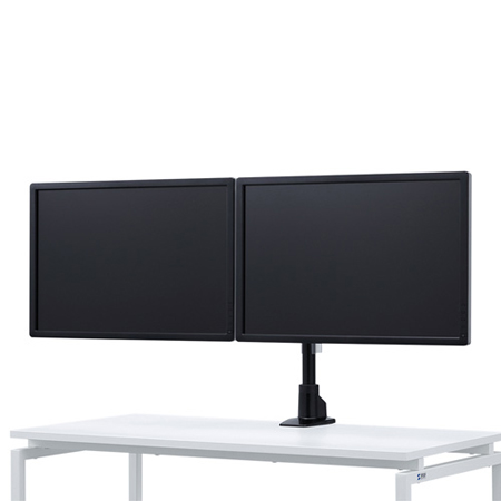 デュアルモニターアーム(耐荷重各8kg・水平可動・クランプ/グロメット