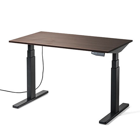 スタンディングデスク(電動昇降式・座りすぎ防止・幅120cm・奥行70cm・濃い木目・高さメモリー付き)