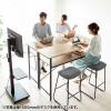 【アウトレット】スタンディングデスク(W1400×D500・ミーティングデスク・薄い木目・中間棚・ケーブルトレー付き)